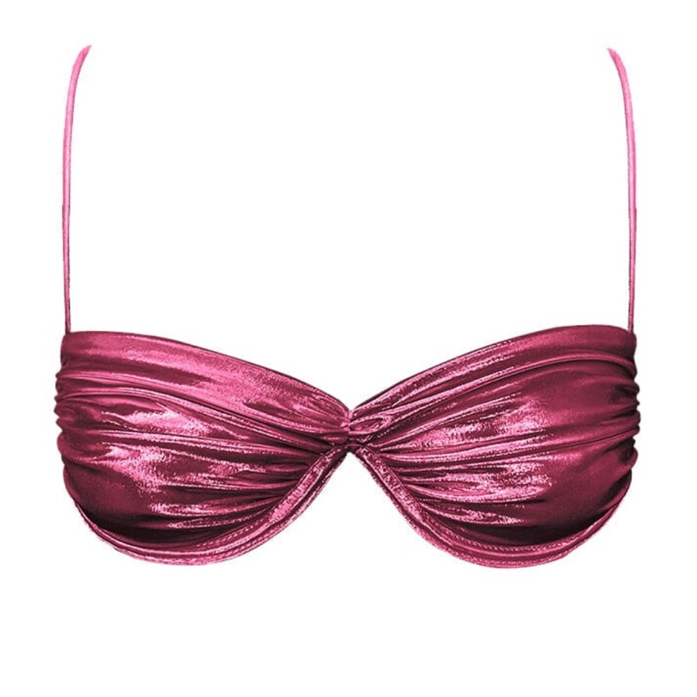 Metallic Pink Bandeau Bikini Top